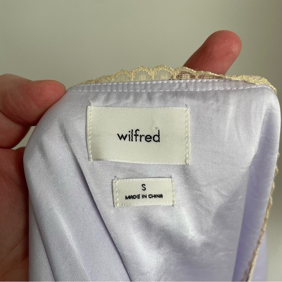 Aritzia Wilfred Mademoiselle Satin Dress Purple Lace Trim Size Small Coquette - Picture 7 of 13